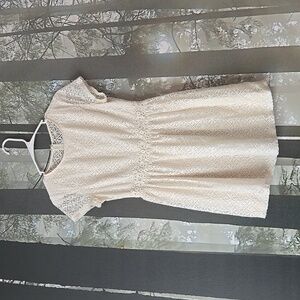 Cream Lace Short Sleeve Dress